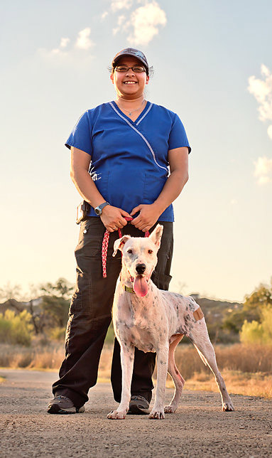 Sunshine and her devoted caretaker and foster mom, Jennifer Rodriguez. Photo credit: Corazon Photography